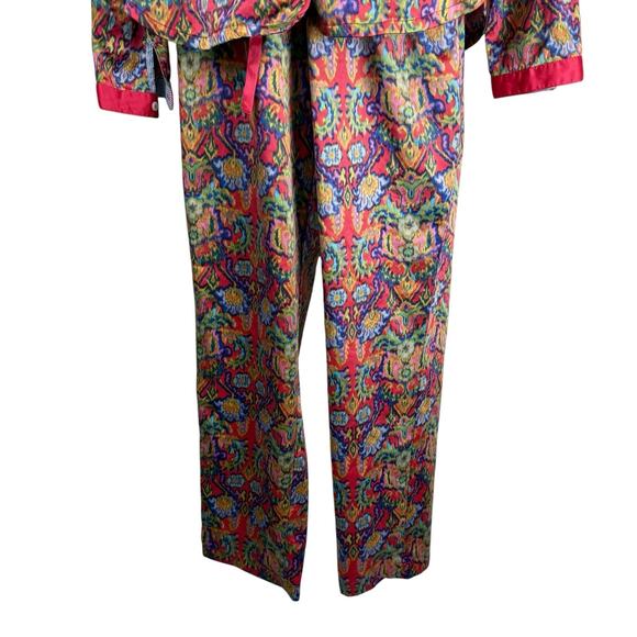 Anthropologie Eloise Lounge PJ Set Medium Satin Floral Flowy Boho Artsy - Picture 4 of 14